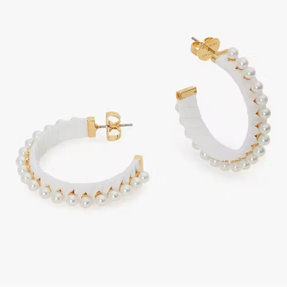 Kate Spade white Francesca Raffia Hoops - Picture 3 of 4